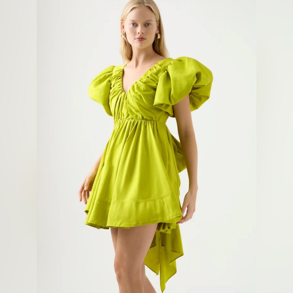 Aje Lime Green Puff Sleeve Dress - Picture 4 of 7